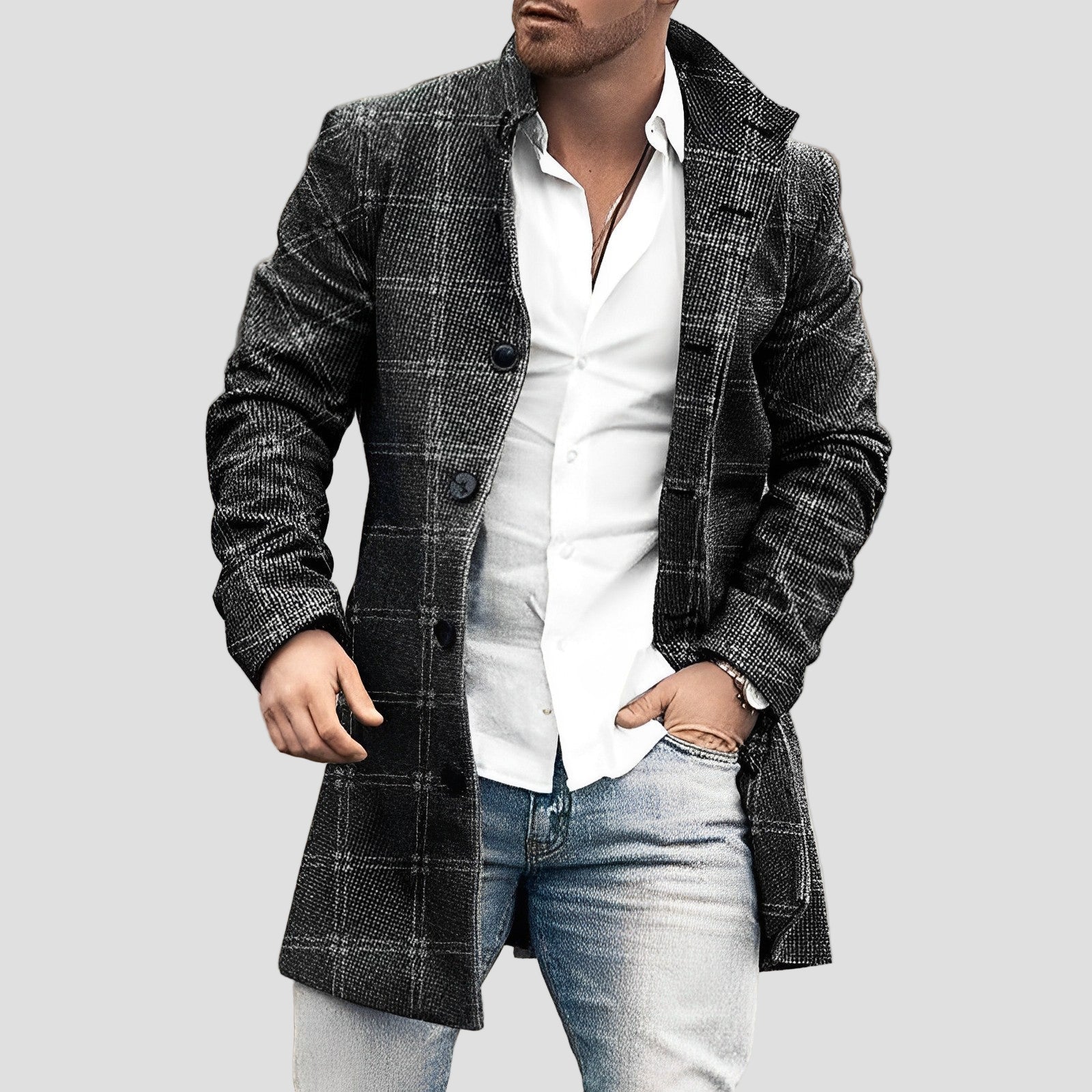 Dylan | Stylish Long Button-Up Coat for Men