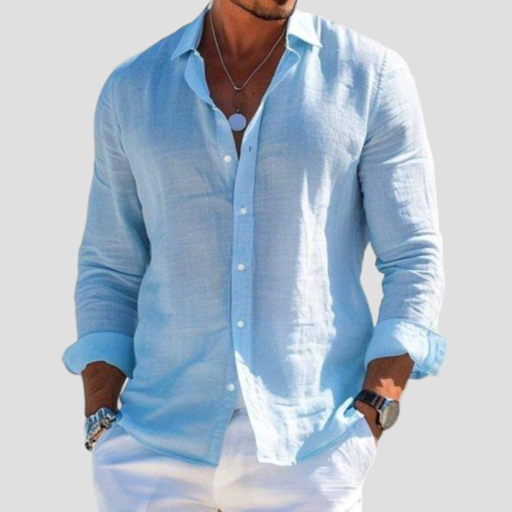 Casual Cotton Linen Lapel Shirt