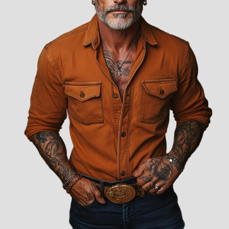 Fraser | Retro Casual Pocket Long Sleeve Shirt