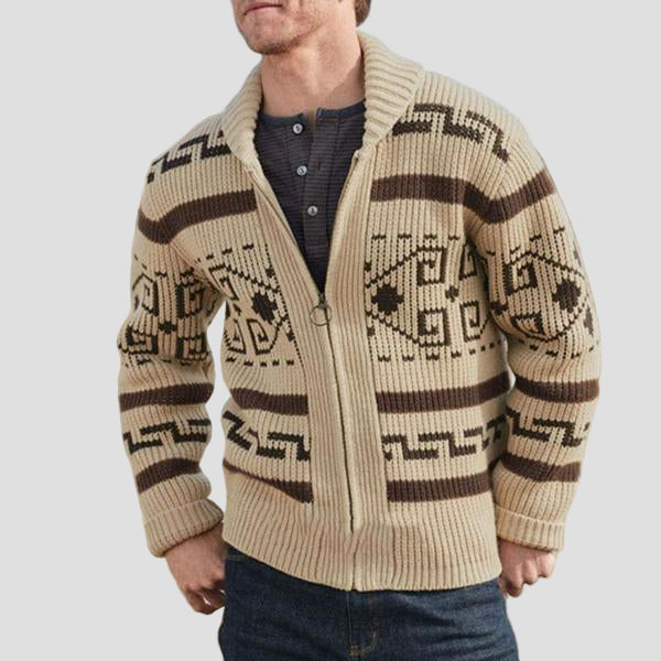 Charles | Geometric Lapel Sweater Knit Cardigan