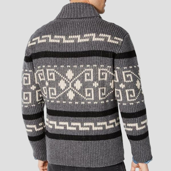 Charles | Geometric Lapel Sweater Knit Cardigan