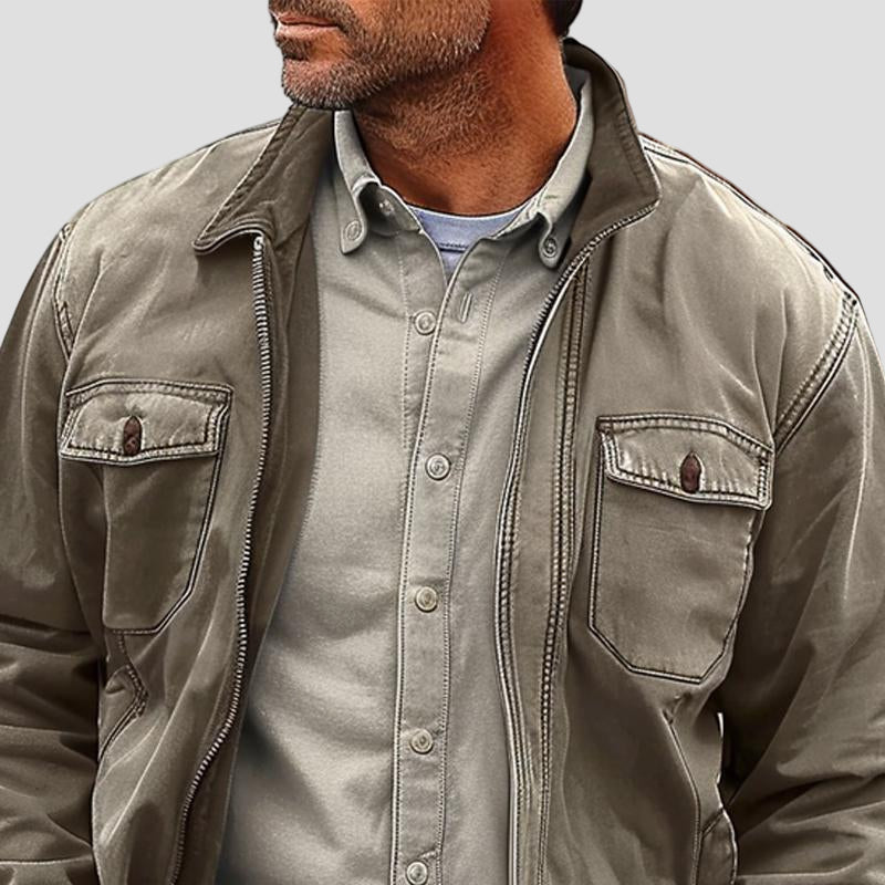 Jack | Vintage Distressed Canvas Zip Jacket