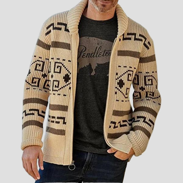 Charles | Geometric Lapel Sweater Knit Cardigan