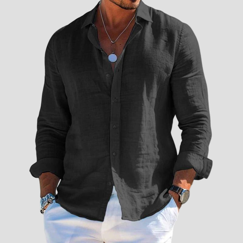 Casual Cotton Linen Lapel Shirt