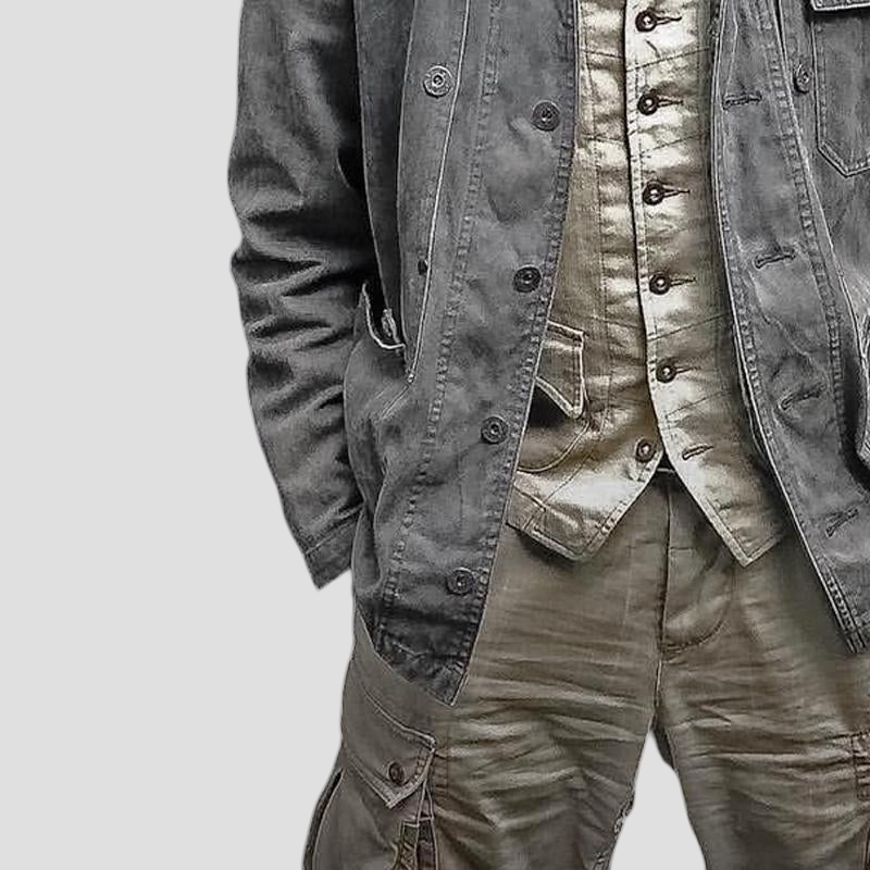 Austin | Vintage Solid Multi-Pocket Denim Jacket
