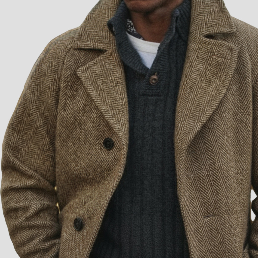 Brody | Vintage Herringbone Mid-Length Suit Coat
