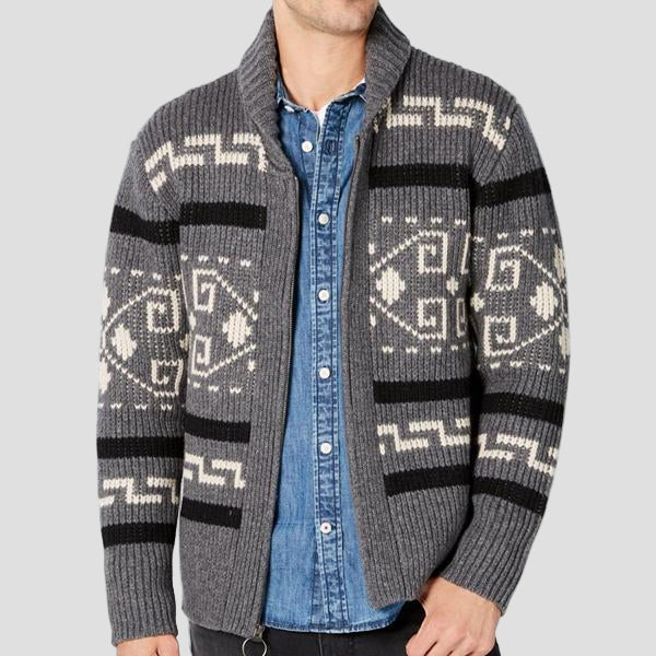Charles | Geometric Lapel Sweater Knit Cardigan