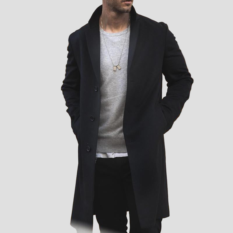 Owen | Notch Lapel Single-Breasted Mid-Length Coat