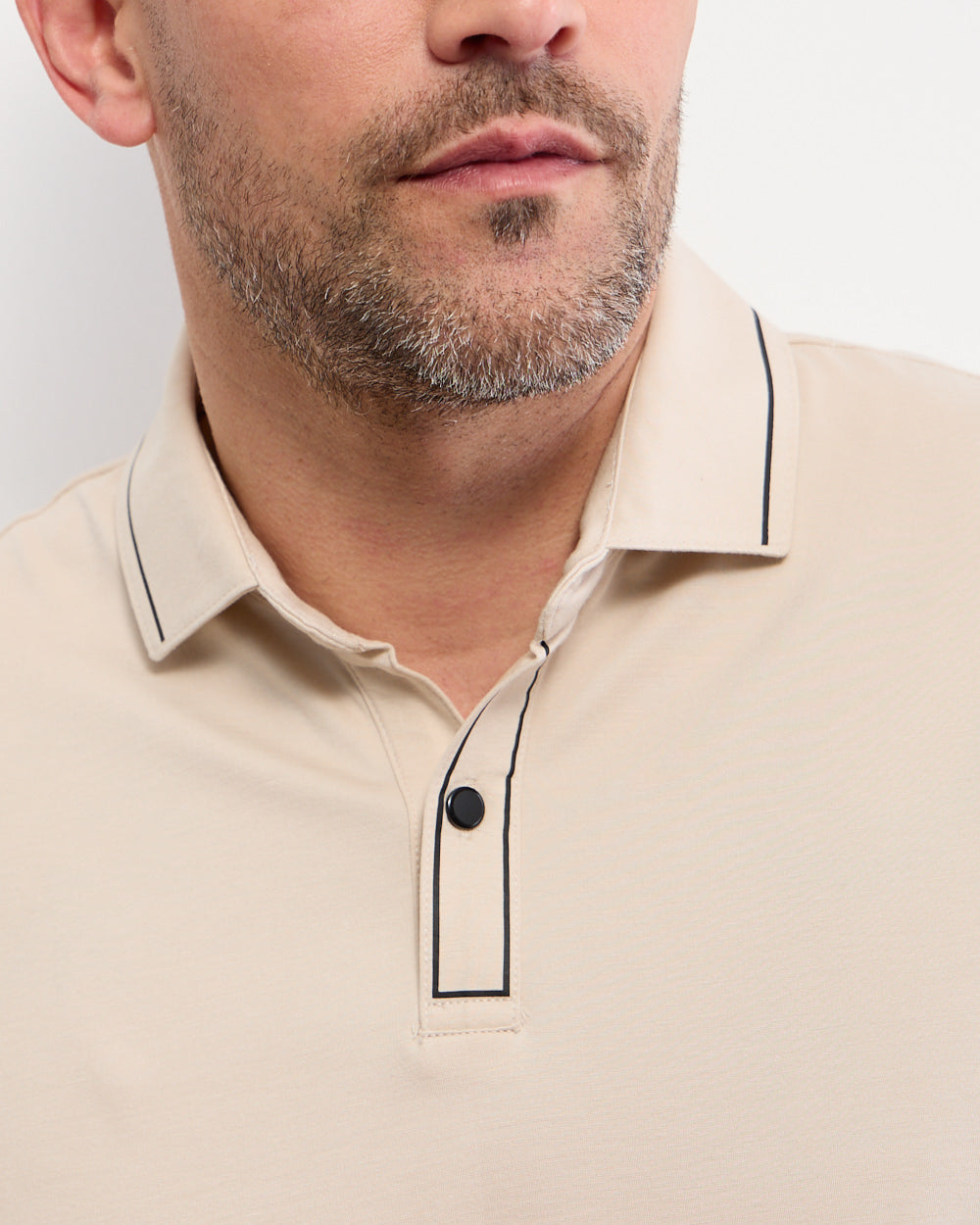 Slim Fit Short Sleeve Polo with Button Placket for Men