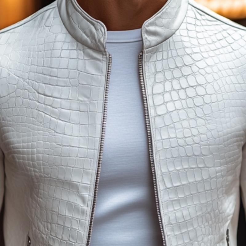 Liam | Stand Collar Slim Fit Leather Jacket