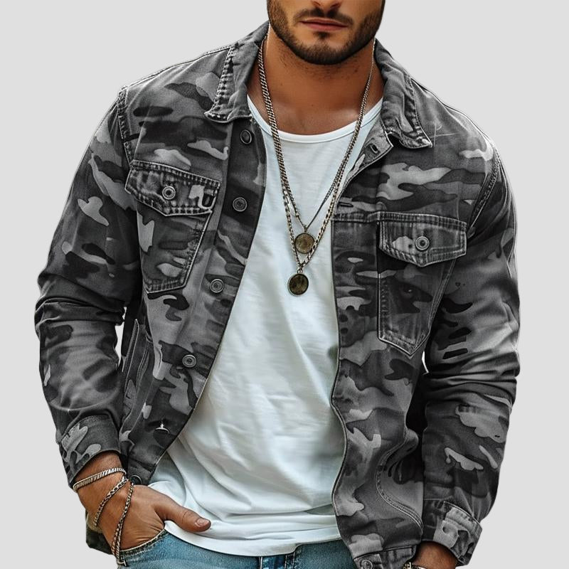 Cole | Camouflage Canvas Retro Lapel Jacket
