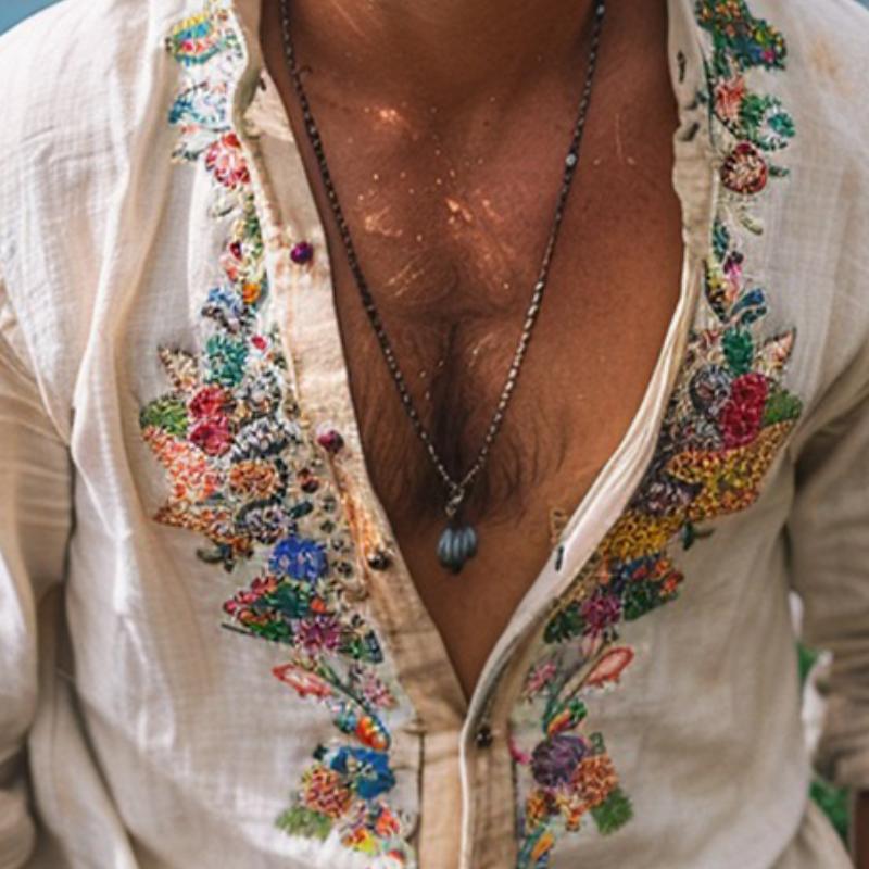 Xavier | Vintage Embroidered Long Sleeve Shirt