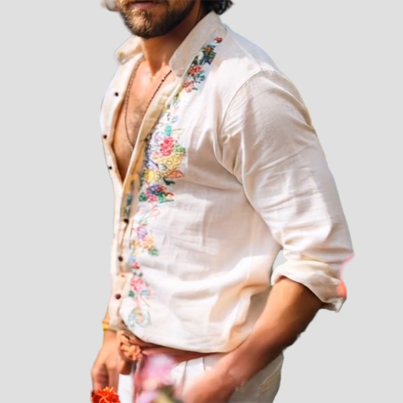 Xavier | Vintage Embroidered Long Sleeve Shirt