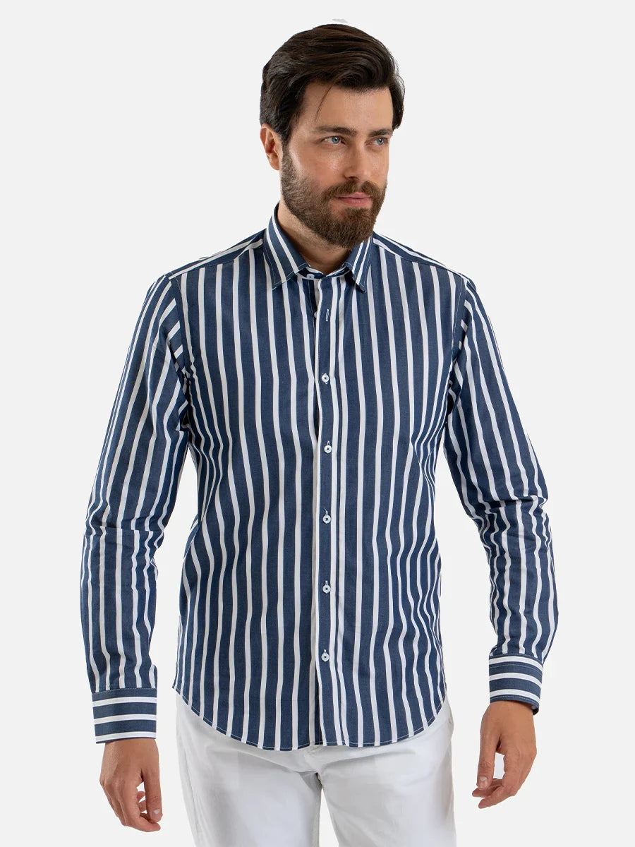 Long-Sleeved Striped Shirt for Men