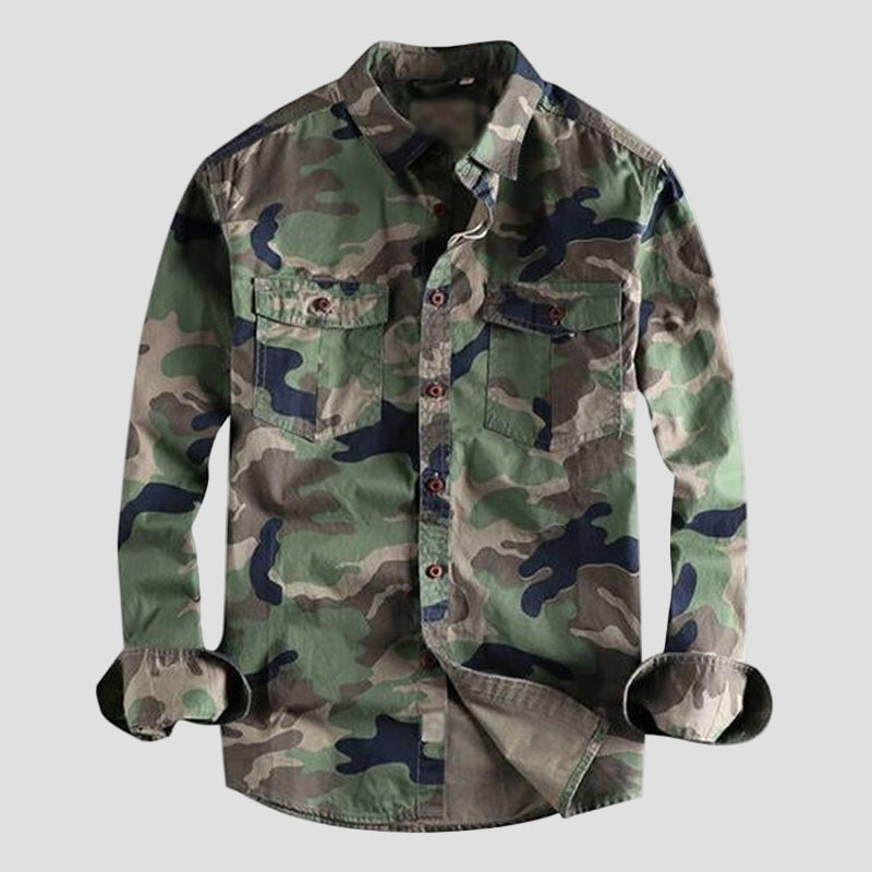 Lachlan | Washed Camo Cargo Shirt
