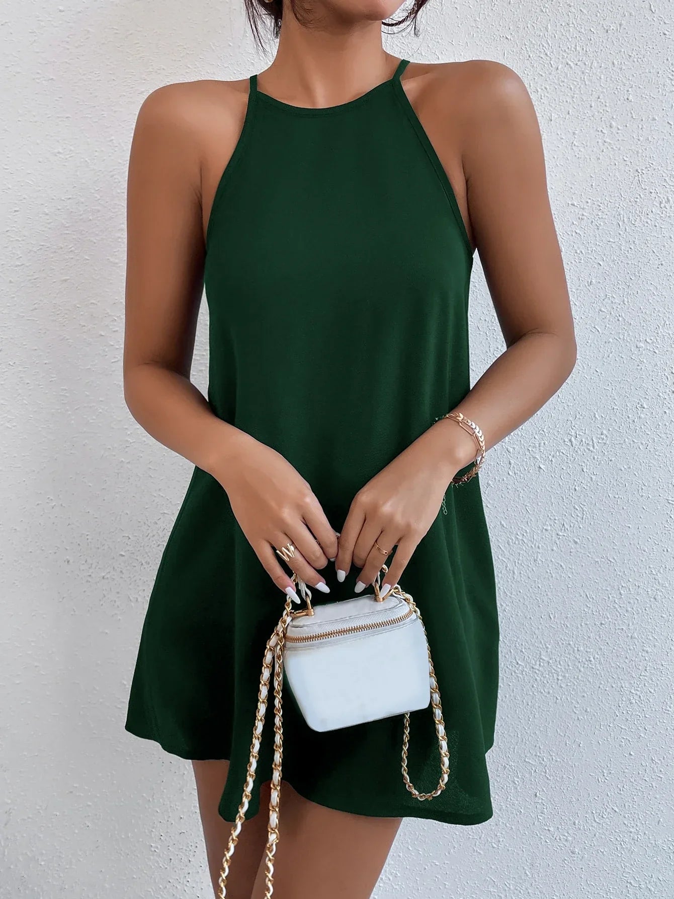 Halter Neck Dress with Keyhole Back for Women