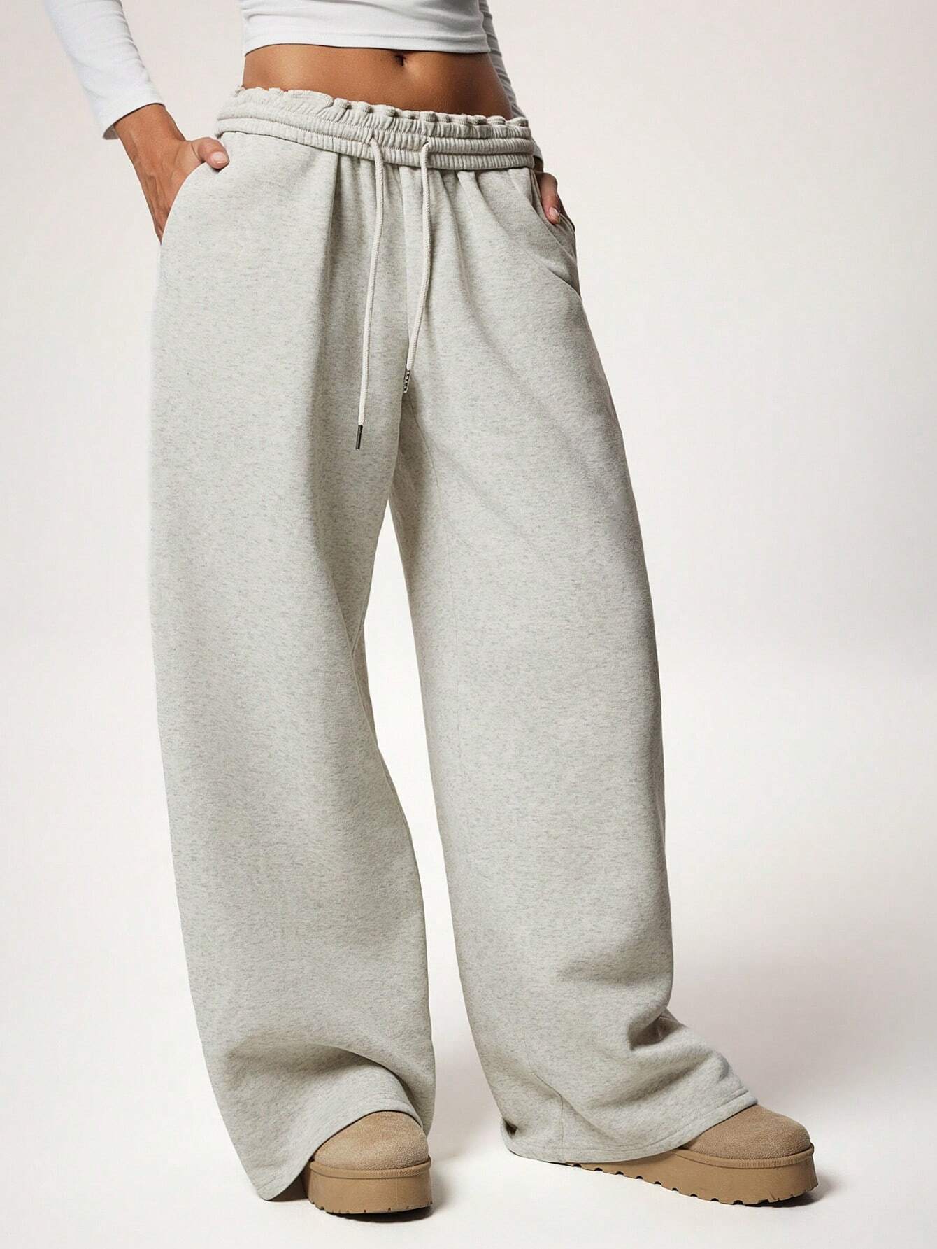 High Elastic Waist Wide Leg Sweatpants for Women
