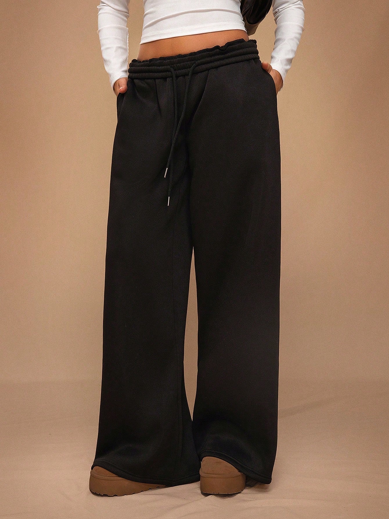 High Elastic Waist Wide Leg Sweatpants for Women