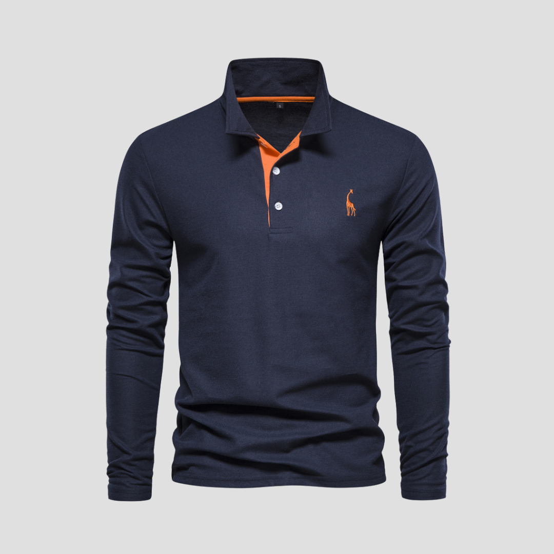 Dual-Color Long Sleeve Polo