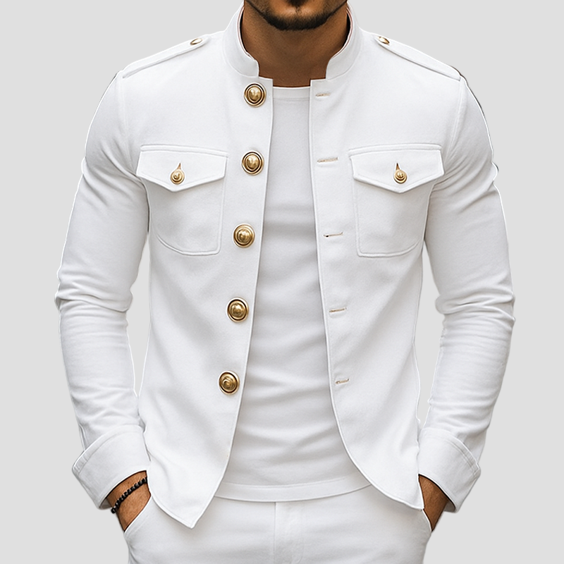 Owen | Vintage Casual Solid Stand Collar Button Jacket