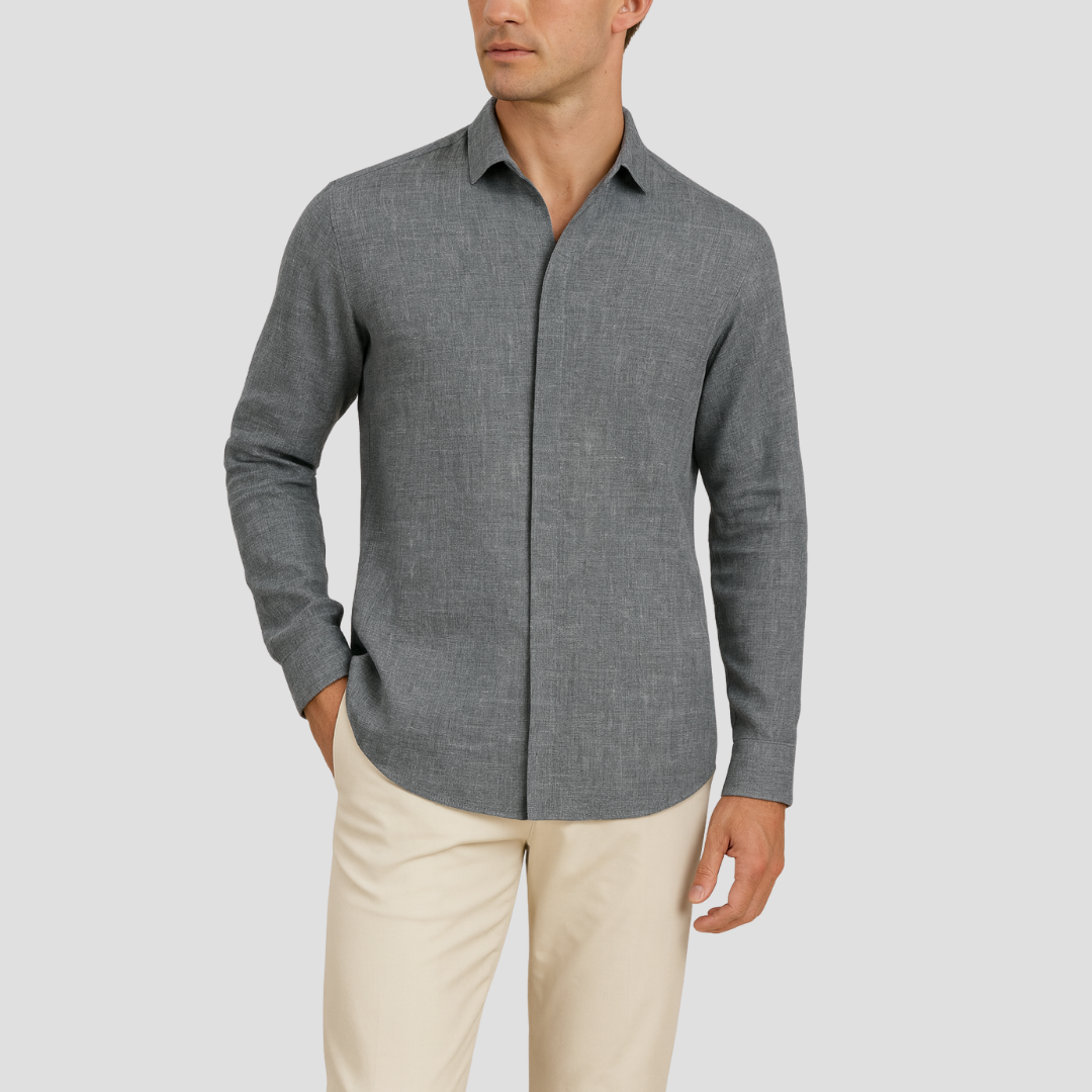 Relaxed Fit Linen Button-Up Shirt