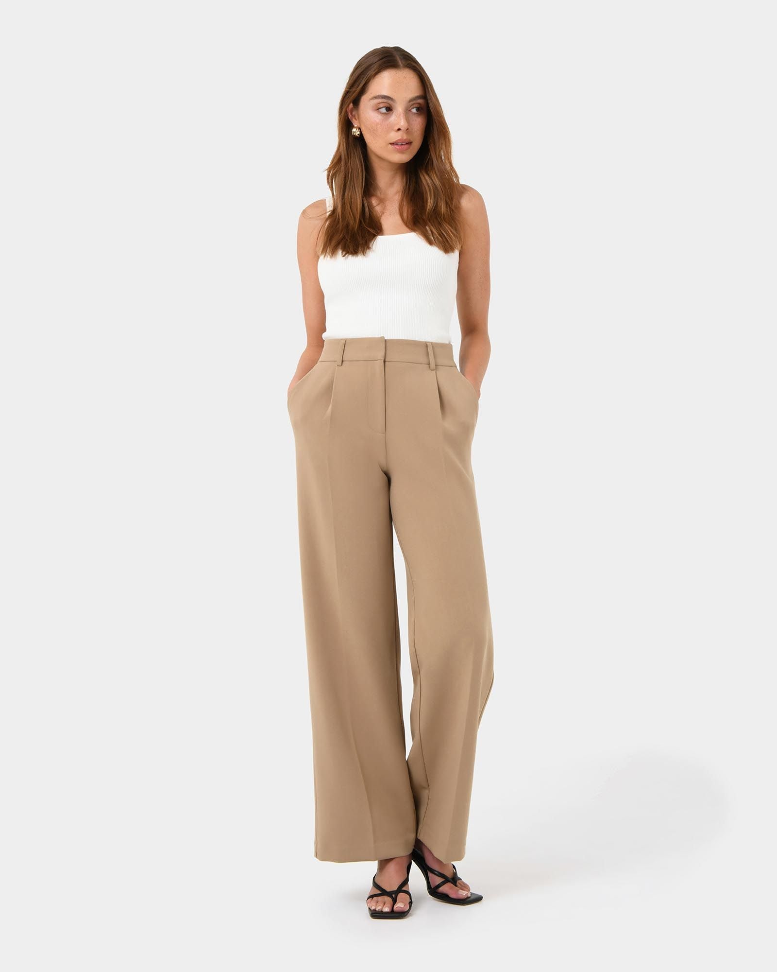 Elastic Waist Wide Leg Pants for Women