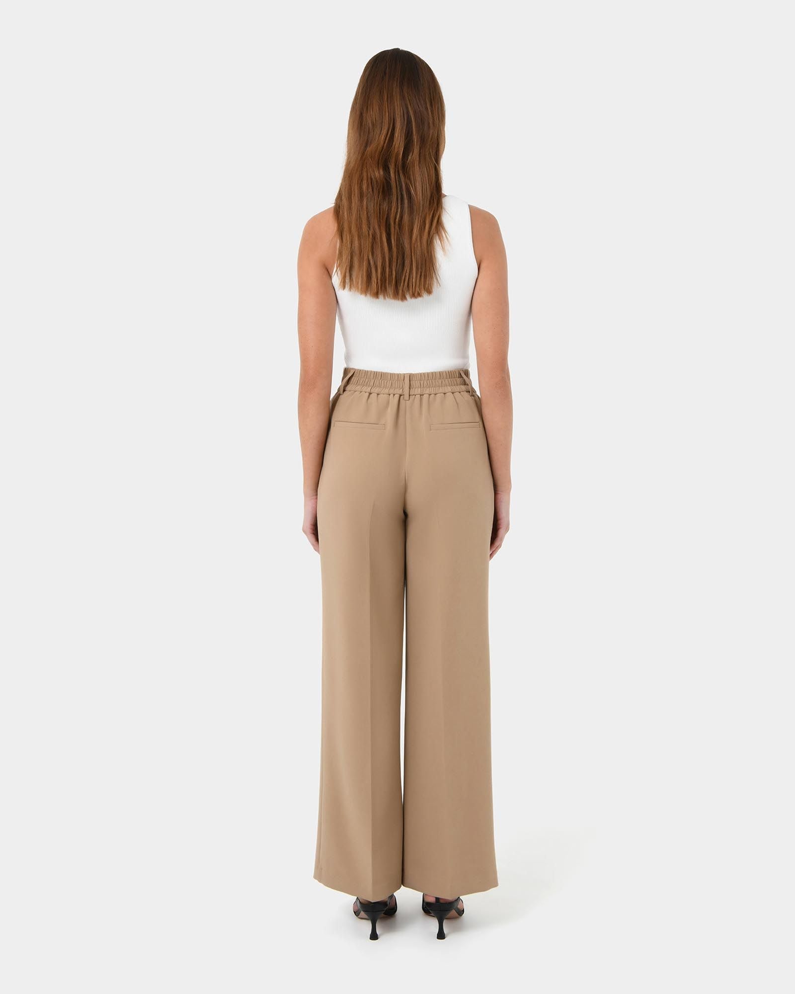 Elastic Waist Wide Leg Pants for Women