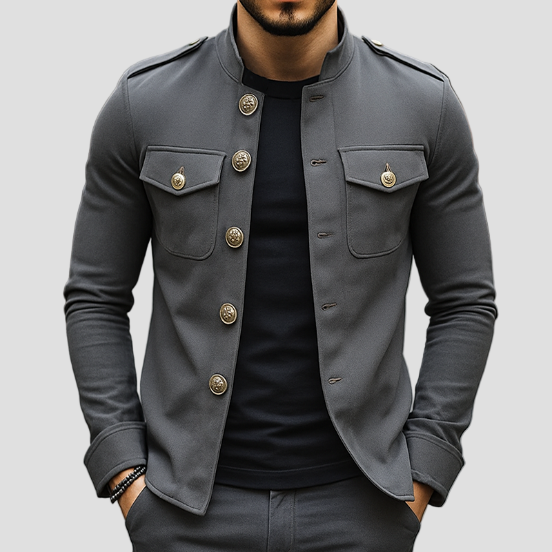 Owen | Vintage Casual Solid Stand Collar Button Jacket