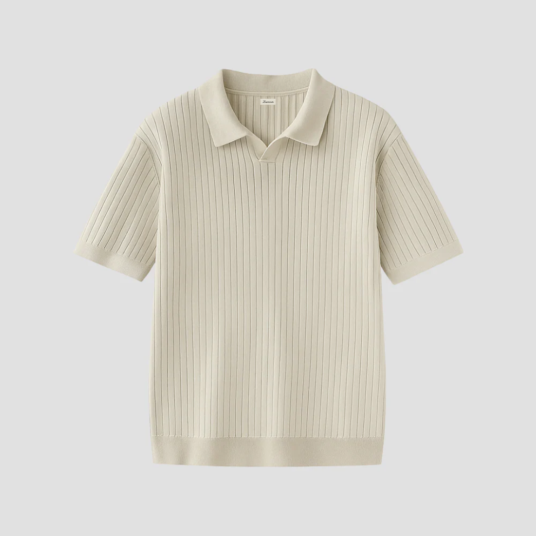 Textured Knit Collared Polo