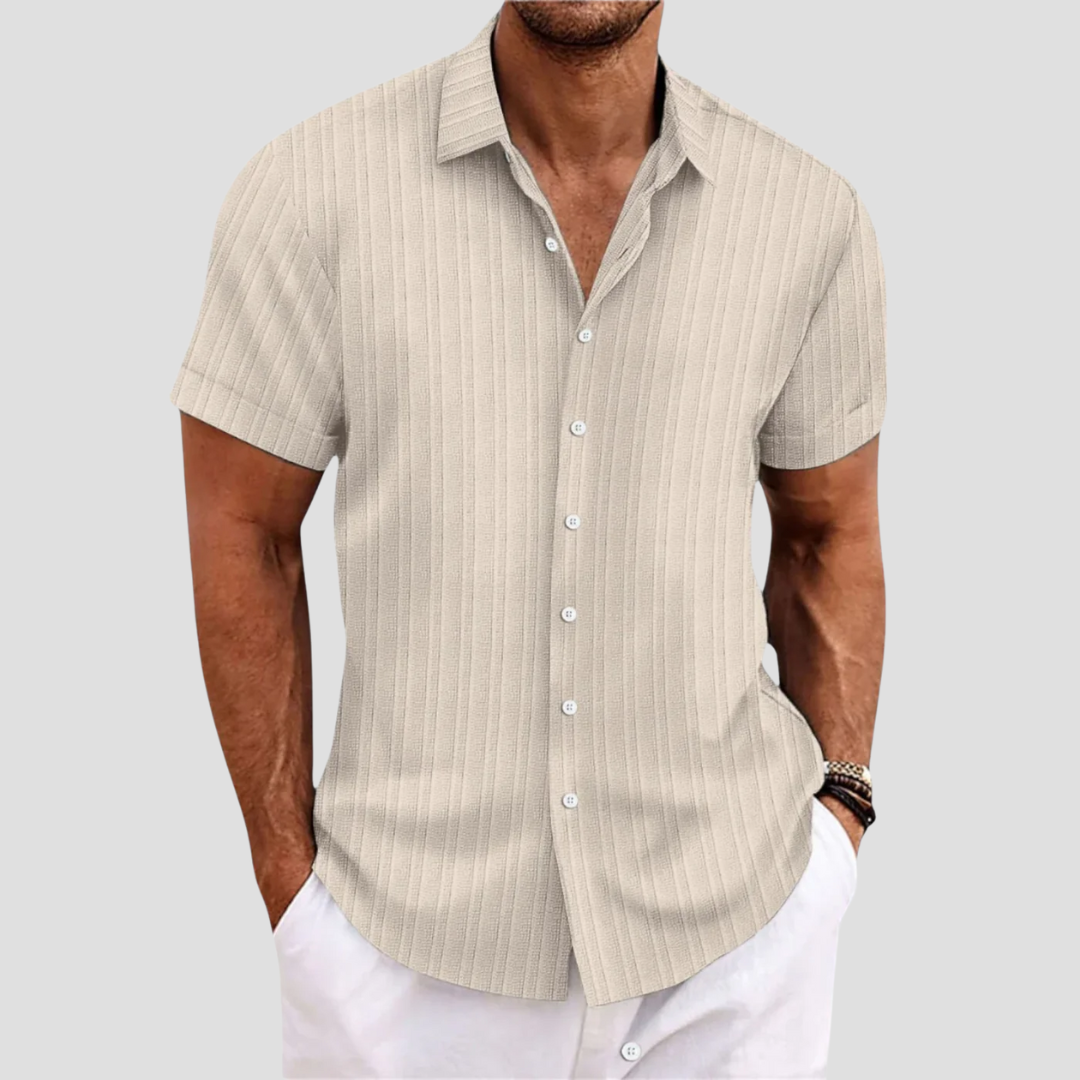 Textured Short Sleeve Casual Shirt
