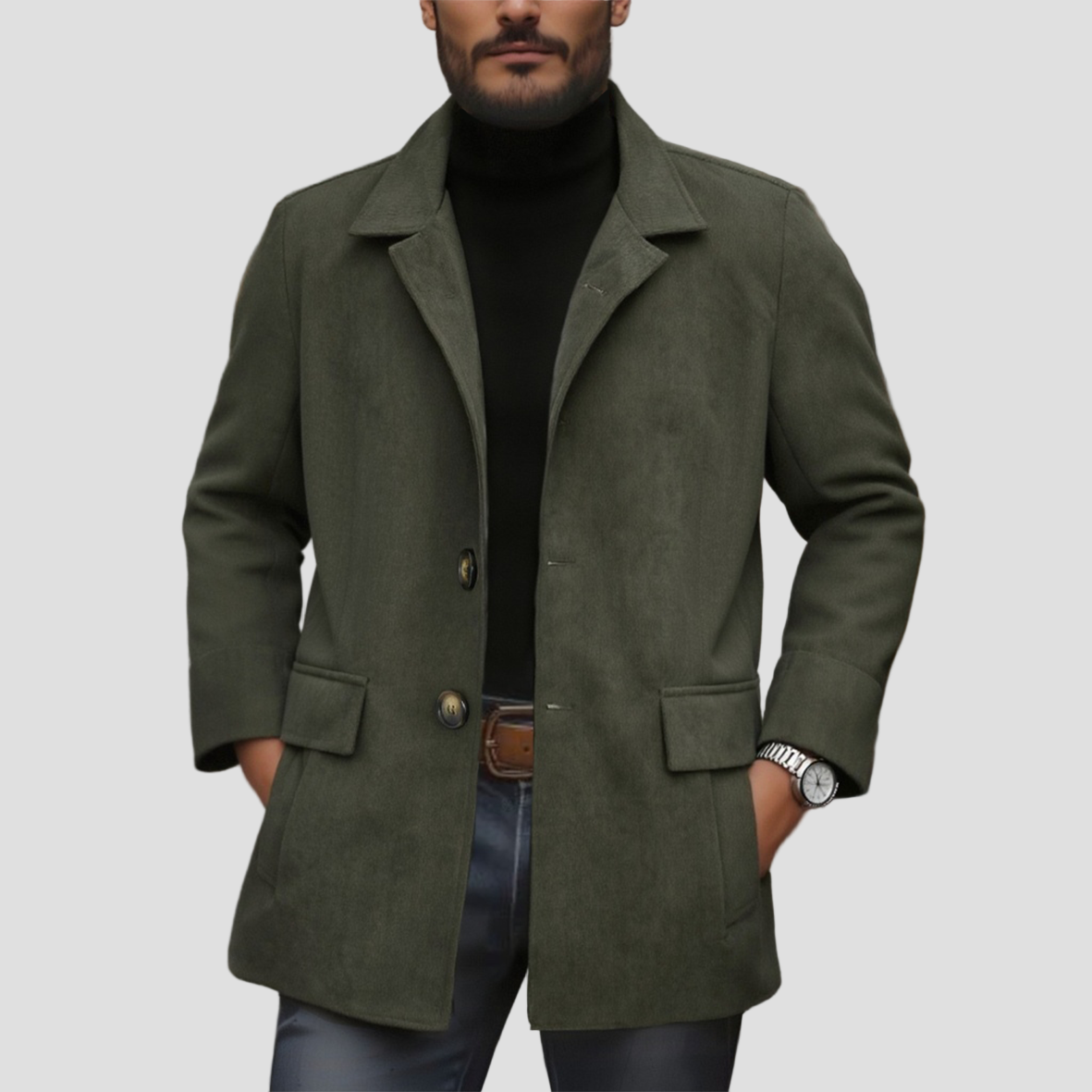 Cole | Vintage Corduroy Stand Collar Single-Breasted Short Coat