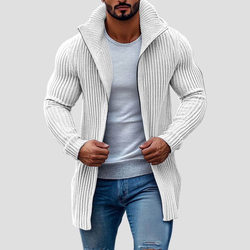 Liam | Striped Knit Stand Collar Cardigan
