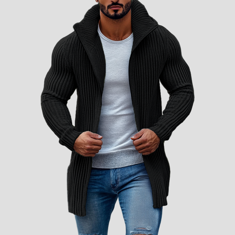 Liam | Striped Knit Stand Collar Cardigan