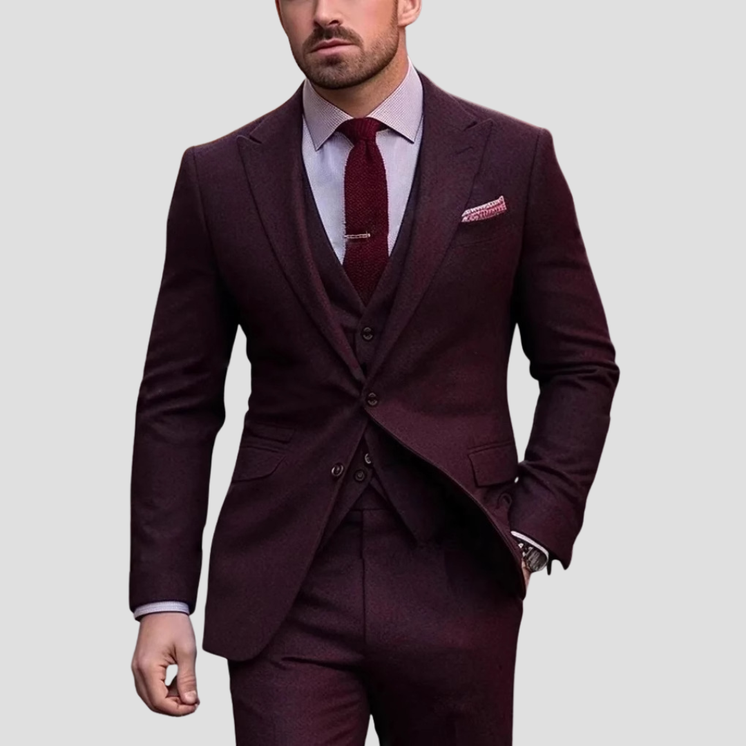 Tailored Slim Fit Three Piece Suit Set