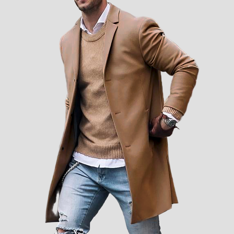 Owen | Notch Lapel Single-Breasted Mid-Length Coat