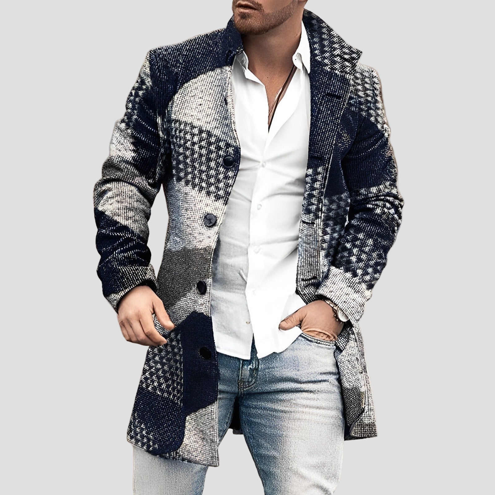 Dylan | Stylish Long Button-Up Coat for Men