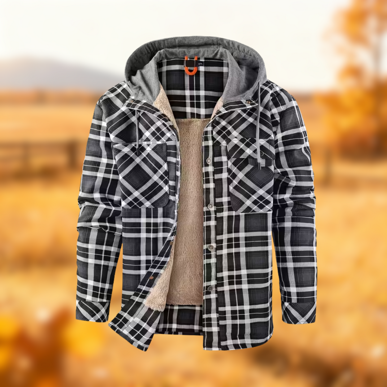 Carter | Flannel jacket with fleece lining and hood