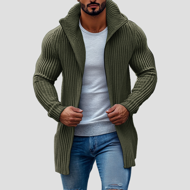 Liam | Striped Knit Stand Collar Cardigan