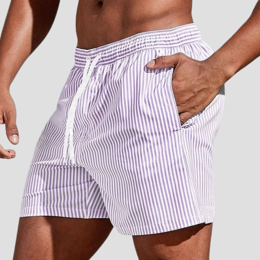 Striped Quick-Dry Swim Shorts