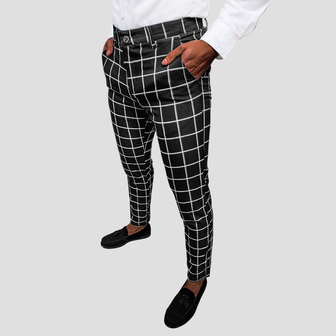 Wyatt | Men's Tapered Grid Pattern Trousers