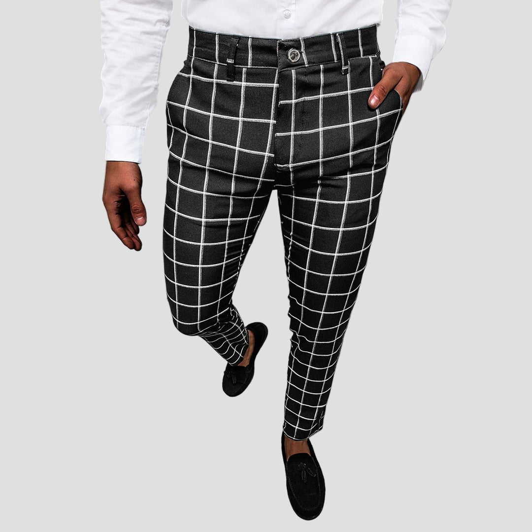 Wyatt | Men's Tapered Grid Pattern Trousers
