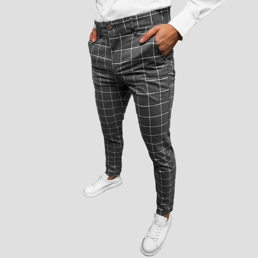 Wyatt | Men's Tapered Grid Pattern Trousers