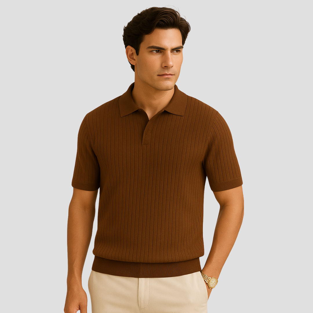 Textured Knit Collared Polo