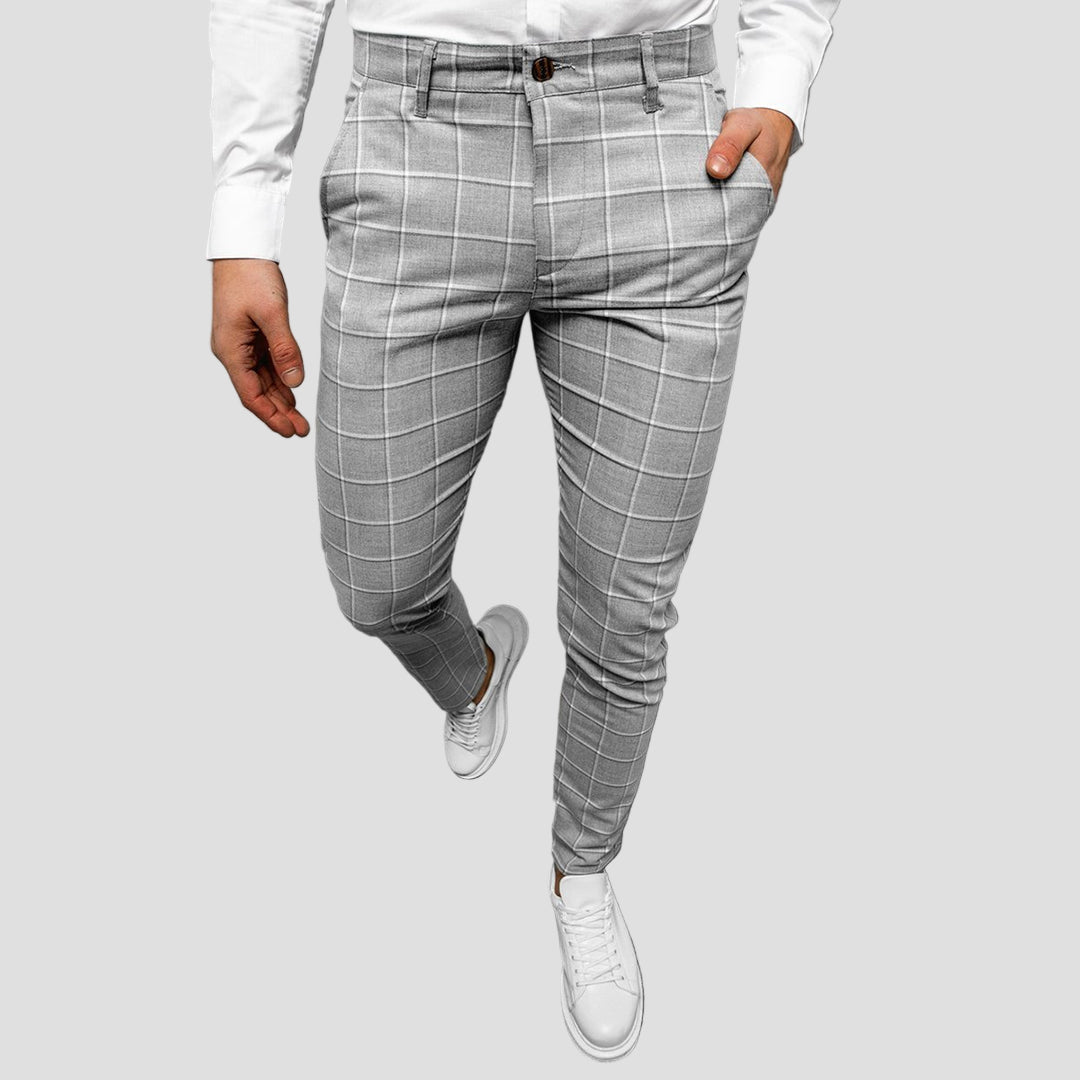 Wyatt | Men's Tapered Grid Pattern Trousers