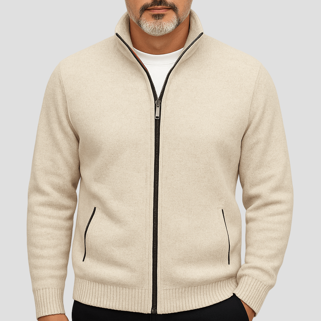 Nolan | High Collar Zip Cardigan