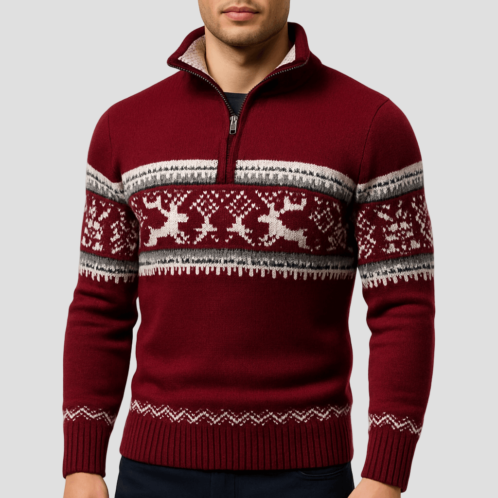 Gavin | Fair Isle Half-Zip Sweater