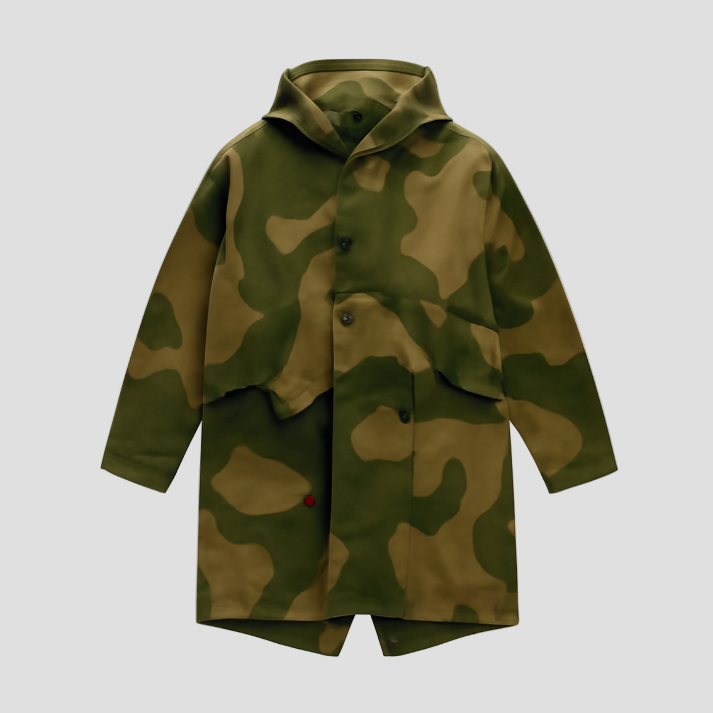 Ryan | Camouflage Hooded Single-Breasted Trench Coat