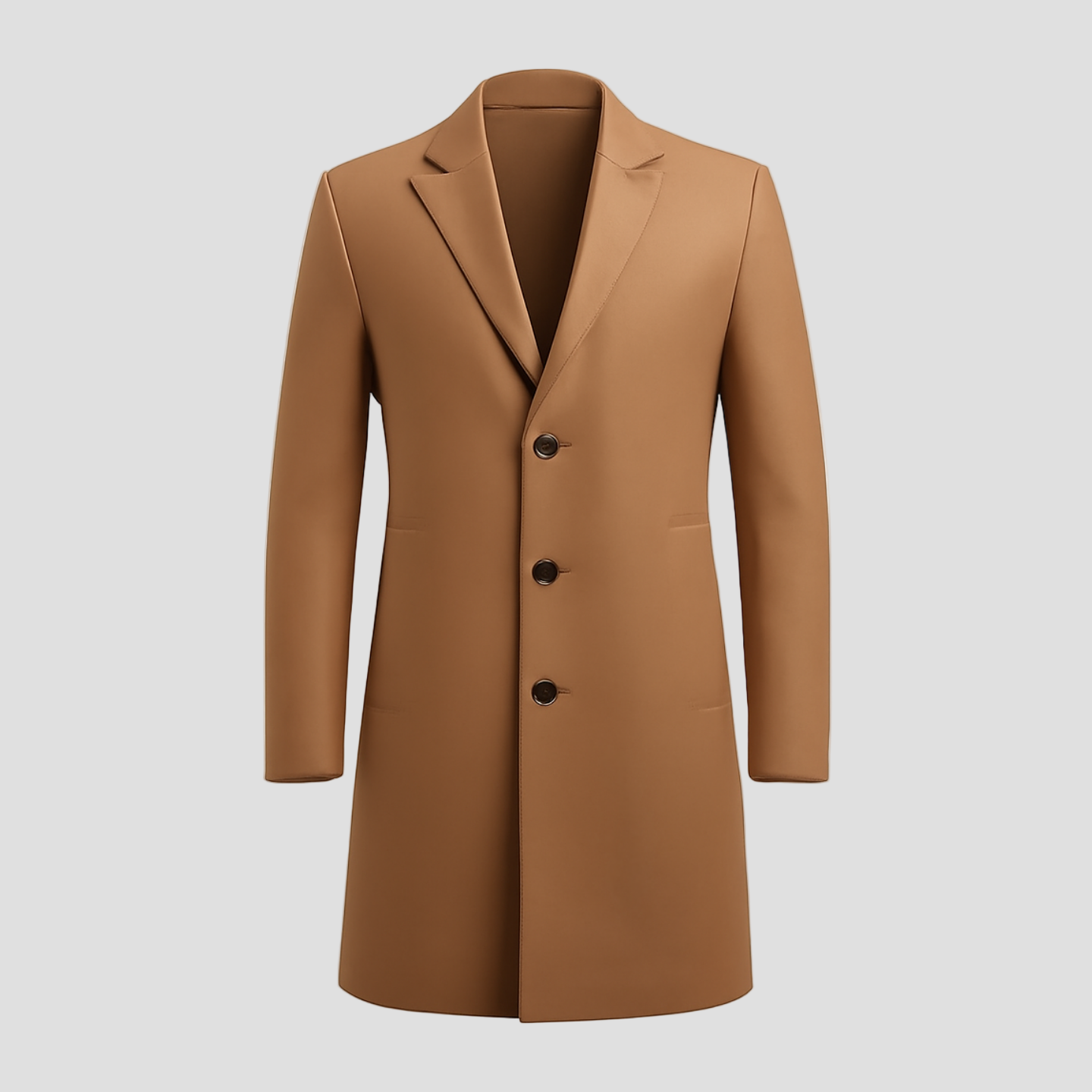 Ethan | Solid Notch Lapel Single-Breasted Mid-Length Coat