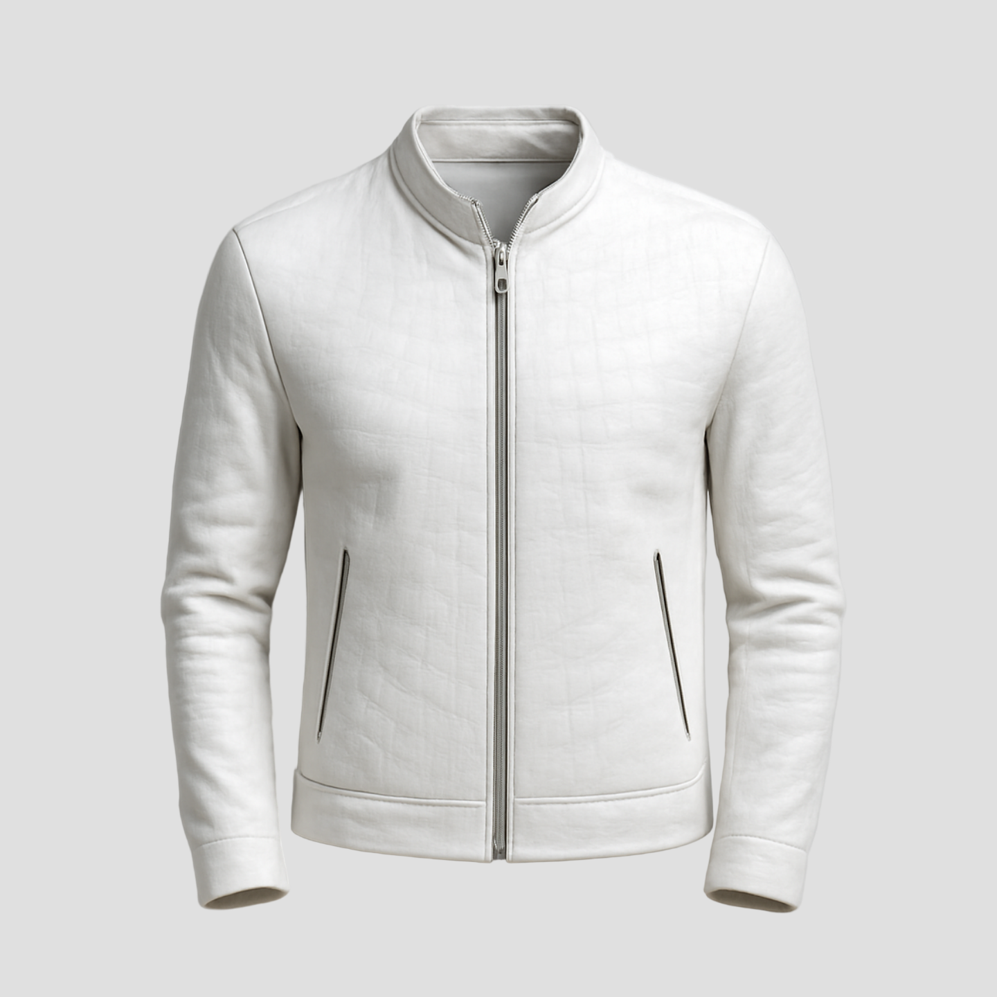 Liam | Stand Collar Slim Fit Leather Jacket