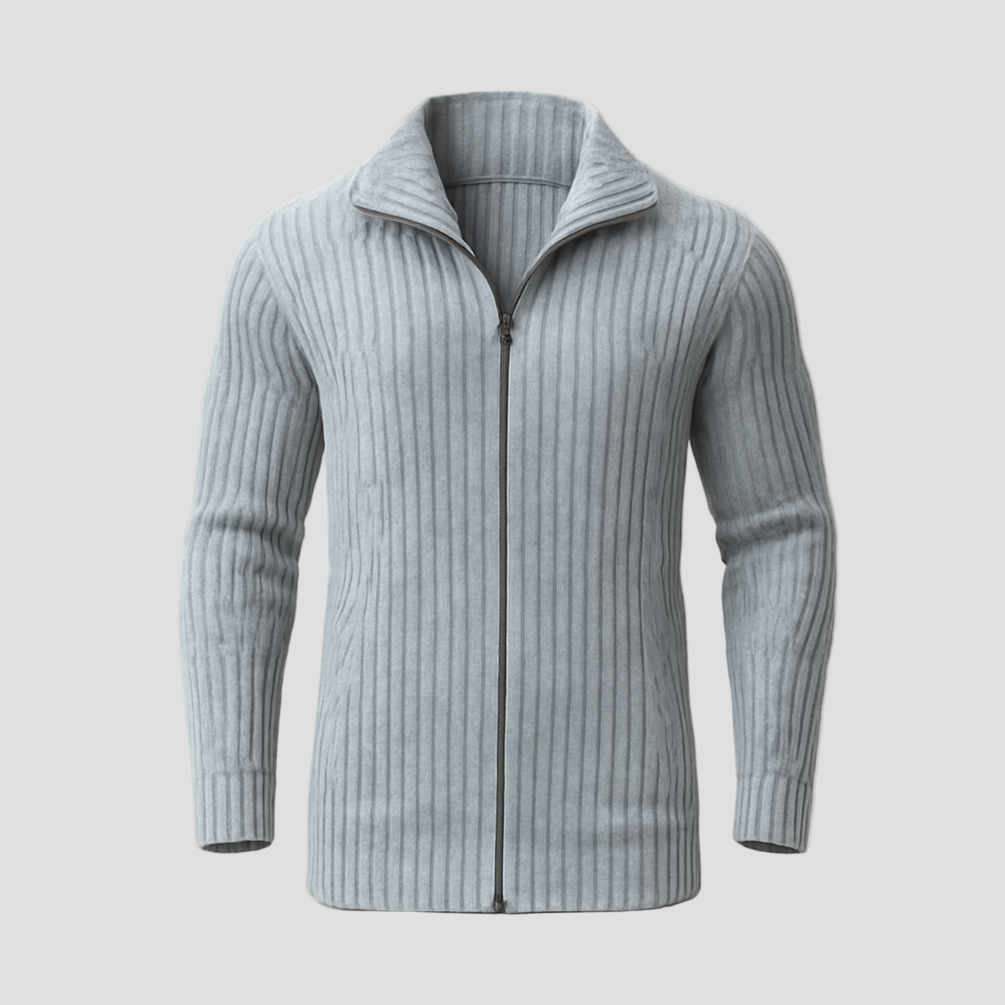 Liam | Striped Knit Stand Collar Cardigan